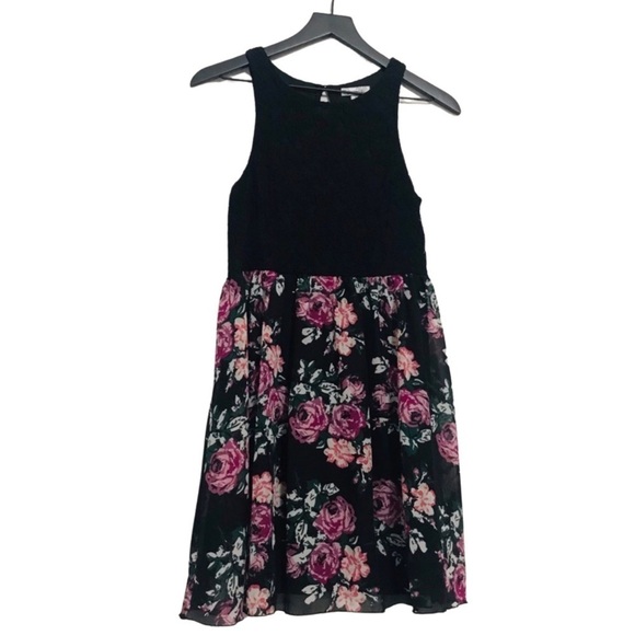 Speechless Black Floral Lace Chiffon Fit & Flare Party Dress - Picture 1 of 10